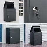 iropro Wall Mounted Parcel Drop Box Black Lockable Weatherproof Medium view 8