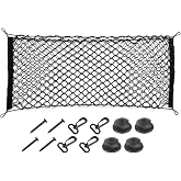 Hanemia Adjustable Elastic Car Trunk Cargo Net, 43.3"x 15.8" | nylon stretchable mesh storage bag, holds loose items securely, fits in vehicle storage areas, car interior accessory