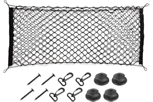 HANEMIA Car Rear Cargo Net, Adjustable Elastic Storage Organizer Net, Trunk Cargo Storage Net, Universal Fit for Car, Vehicle, SUV (43.3"x 15.8")