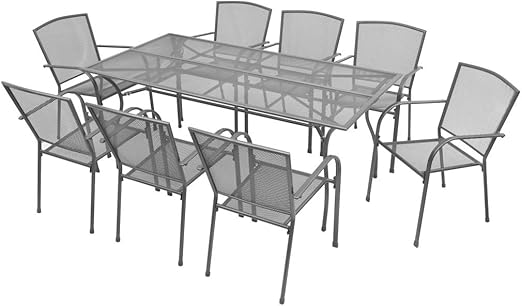 Amazon.de: vidaXL Garten-Essgruppe 9-tlg. Stahlgewebe