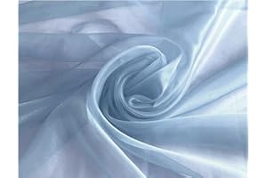 MDS-MEGADECORSUPPLY MDS Pack of 5 Yard Sheer Organza Fabric for Wedding Party Home Event Banquet Decorations, Backdrop Curtain Craft Dress Sewing Fashion DIY Crystal Organza Tulle Fabric Bolt 44” Wide - Baby Blue