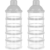 Accmor Formula Dispenser On The Go, 5 Compartments Stackable Formula Container for Travel, Baby Milk Powder Kids Snack Container, BPA Free
