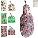 Gellwhu 3 Pack Infant Cocoon Sleep Swaddle Sack Blanket & Newborn Hospital Beanie Hat