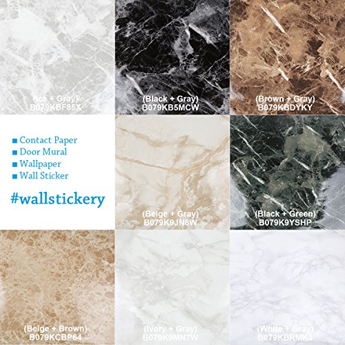 Wallstickery Marble Paper for Counter top Black Gray Granite Wallpaper Gloss Self Adhesive Sticky Faux Stone Wall Stickers Removable Peel Stick Furniture Home Kitchen Cabinets