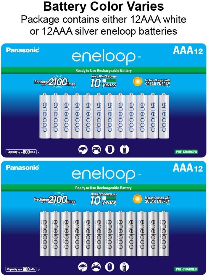 Panasonic BK-4MCCA8BA eneloop AAA 2100 Cycle Ni-MH Pre-Charged Rechargeable Batteries, 8 Pack: PANASONIC: Electronics