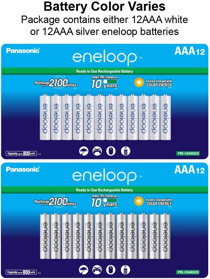 Panasonic Advanced Individual Battery 3 Hour Quick Charger with 4 AAA eneloop Rechargeable Batteries, White & BK-3MCCA8BA eneloop AA 2100 Cycle Ni-MH ...