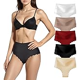 QUASTI Womens Underwear Seamless Breathable Briefs No Show Silky Full Coverage Stretch High Waisted Ladies Panties 5 Pack