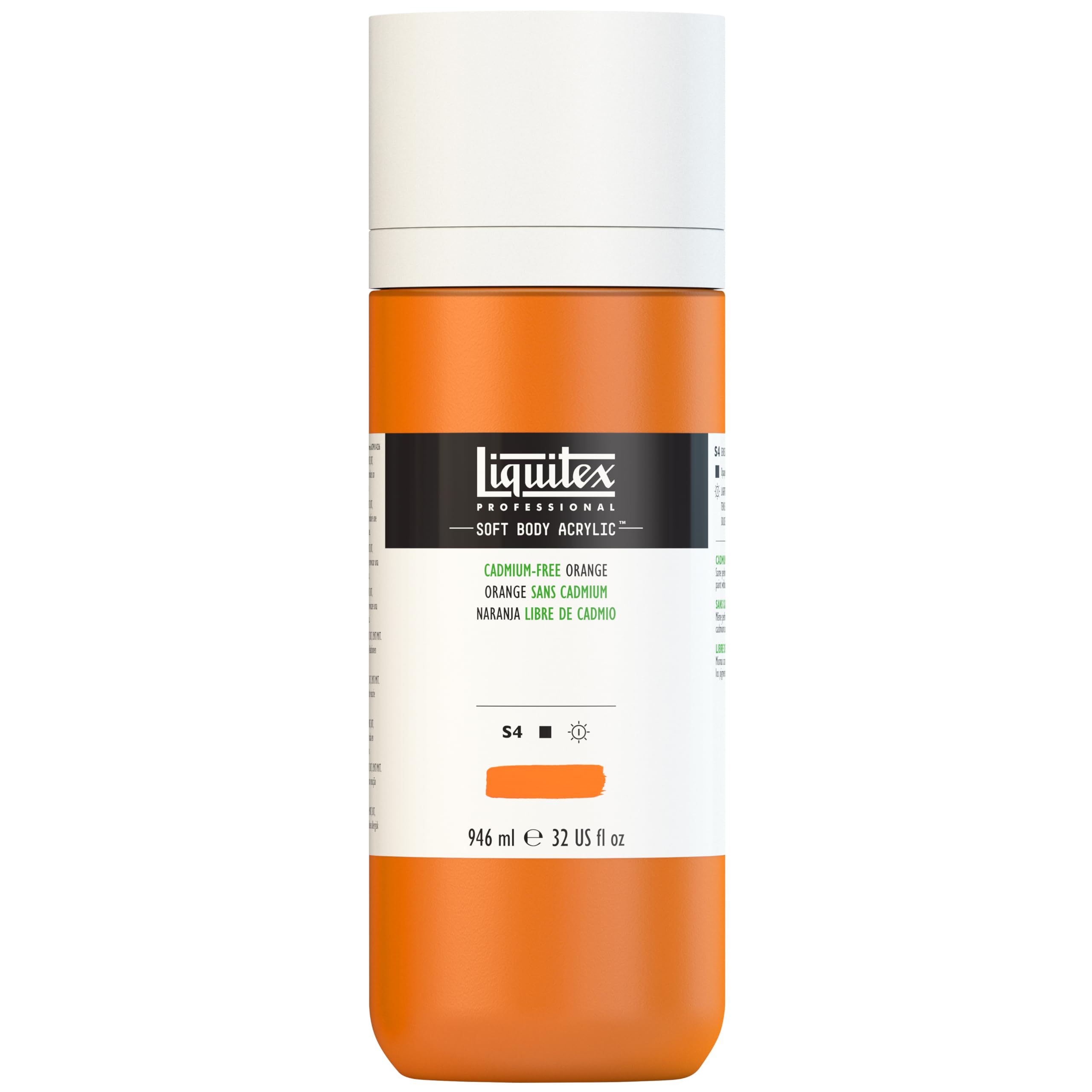 Liquitex Professional Soft Body Acrylic Paint, 946ml (32-oz) Bottle, Cadmium-Free Orange