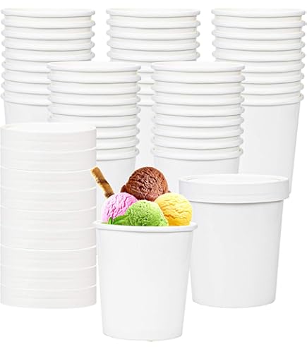 100 Gobelets Papier 85g - Jetables Pour Glace, Sundae, Yaourt - Événements Anniversaire Fête