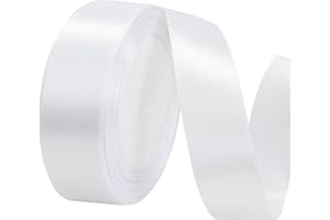 Lrybbon White Satin Ribbon 1 Inch x 25 Yards Solid Fabric Ribbon for Gift Wrapping Craft Flower Bouquet Hair Bows Making Wedd