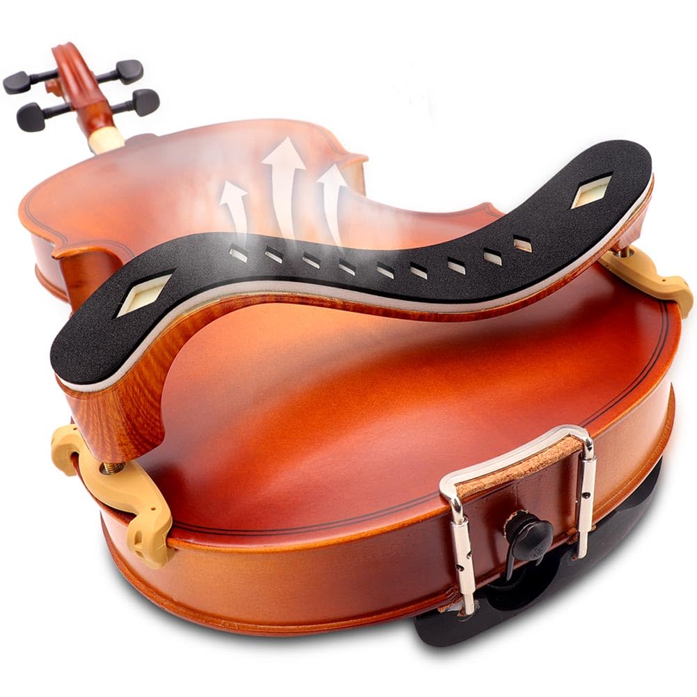 Photo 1 of LMS Violin Shoulder Rest 4/4 3/4 Full Size, Hollowed Out Foam Shoulder Rest for Violin Accessories for Beginner Shoulder Rest Pad with Mute Rosin, Ergonomic for Prolonged Play (Brown, 4/4, 3/4)