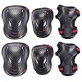 Gobike 6 in 1 Thicken Skateboard Cycling Roller Skating Outdoor Sport Blading Elbow Knee Wrist Protective Gear Pads Safety Gear Pad Guard for Adult & Child Kid Use - Red+Black Color