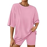 AUTOMET Womens 2 Piece Sets Summer Outfits 2026 Two Piece Lounge Set Matching Clothing Oversized Tshirts Biker Short Fashion