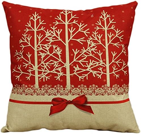 JLHua Cotton Linen Square Pattern Pillow Shams Sofa Throw Cushion Pillow Cover Cases-Merry Christmas,Elk, Chirstmas Tree,Santa-18"