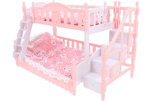 Toyvian 12 Scale Miniature Dollhouse Bed Miniature Furniture Model Bunk Bed Decor Toy Girl Suite Boys and Girls Toys for Crea