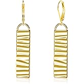 ALEXCRAFT 925 Sterling Silver Dangle Drop Earrings for Women, Hypoallergenic Lightweight Trendy Sterling Silver French Hook Leverback Earrings Long Hammer Bar Drop Earing for Women Statement Jewelry