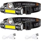 LED headlamp flashlight 2-PACK LED Rechargeable Headlamp Headlight for Running, Camping, Hiking and More Lumens USB Rechargea