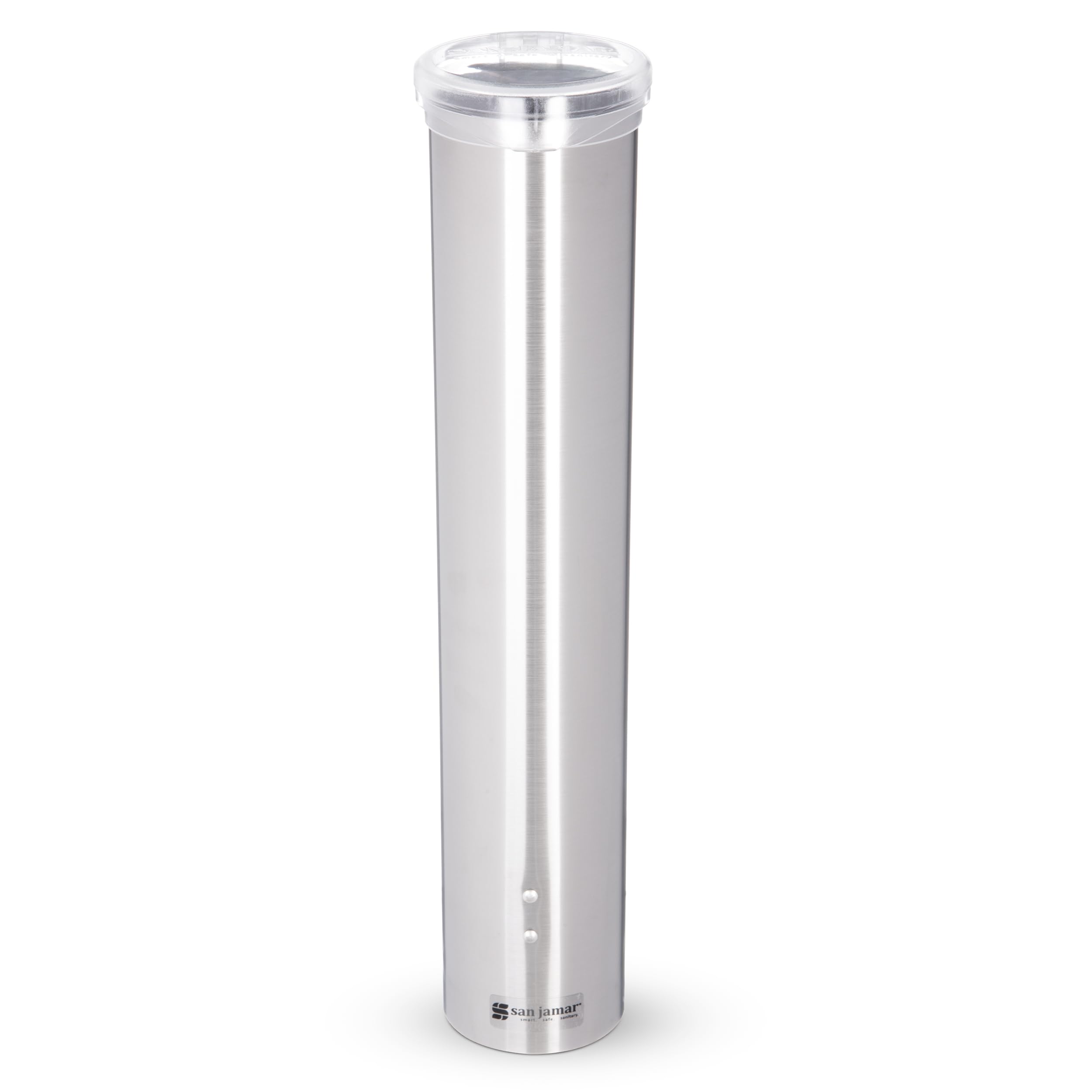 San Jamar C4150SS Stainless Steel Small Water Cup Dispenser with Hinged Flip Cap, 16" Length