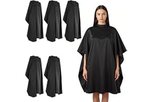 5 Pcs Hair Cape For Haircuts Waterproof Professional Hair Cutting Cape 59″ X 47″ Black Barber Capes With Adjustable Snap Closure Large Size Salon Capes Men Women Hairstylist Clients Coloring Styling