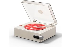 Yintiny 2026 New CD Player with Speakers, Cream White, Clear Acrylic Lid, Rechargeable, Festival Gift for Home Decor