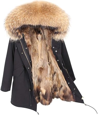 real raccoon fur hooded coat