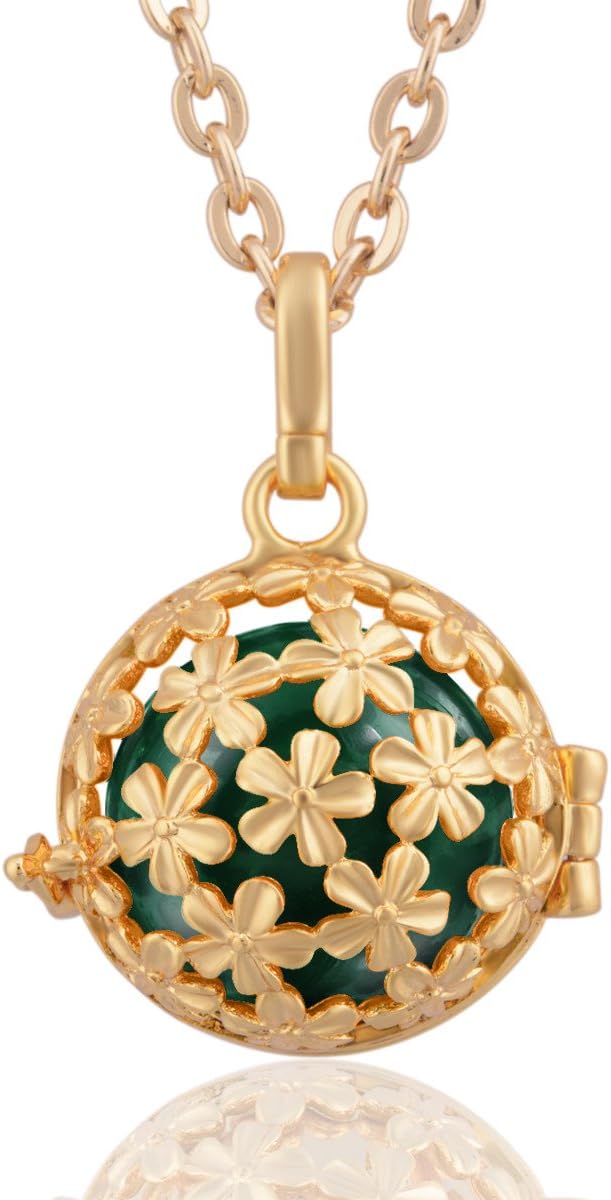 Eudora Harmony Bola 18k Gold Filled Pendant Daisy Chime Sounds Chain Necklace Angel Chime Caller