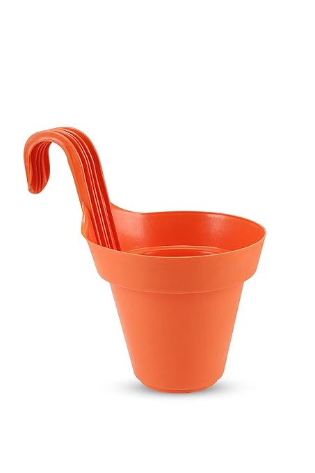 Garden Needs I Smart Set of 5 Hanging Planter Made of 100% Virgin Plastic, (Orange)
