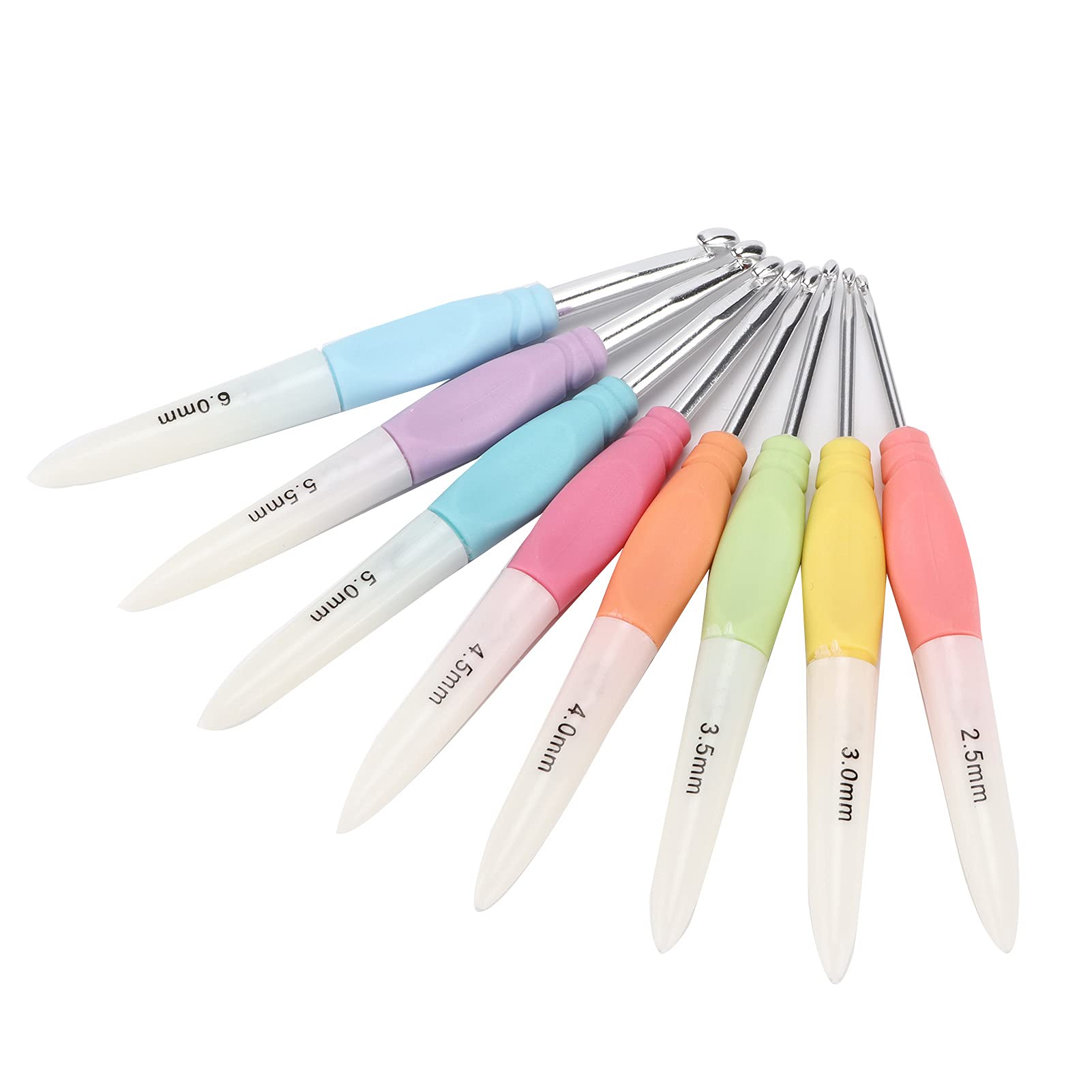 Crochet Hook Set , 8 Sizes 3MM-6MM Crochet Hooks Needles Soft Non‑Slip Good Grip Ergonomic  Handle Crochet for Arthritic Hands