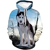 Snbidmk Novelty Siberian Husky 3D Print Hoodie Animal Sweatshirt Pullover for Men Women