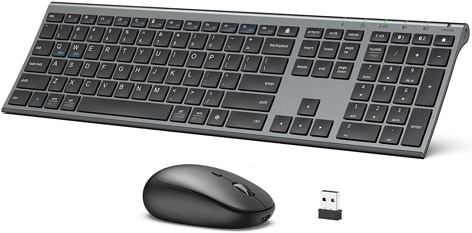 Photo 1 of iClever DK03 Bluetooth Keyboard and Mouse, Rechargeable Dual-Mode (Bluetooth 4.2 + 2.4G) Wireless Keyboard and Mouse Combo, Ultra-Slim Multi-Device Keyboard for Mac, iPad, Apple, Android, Windows