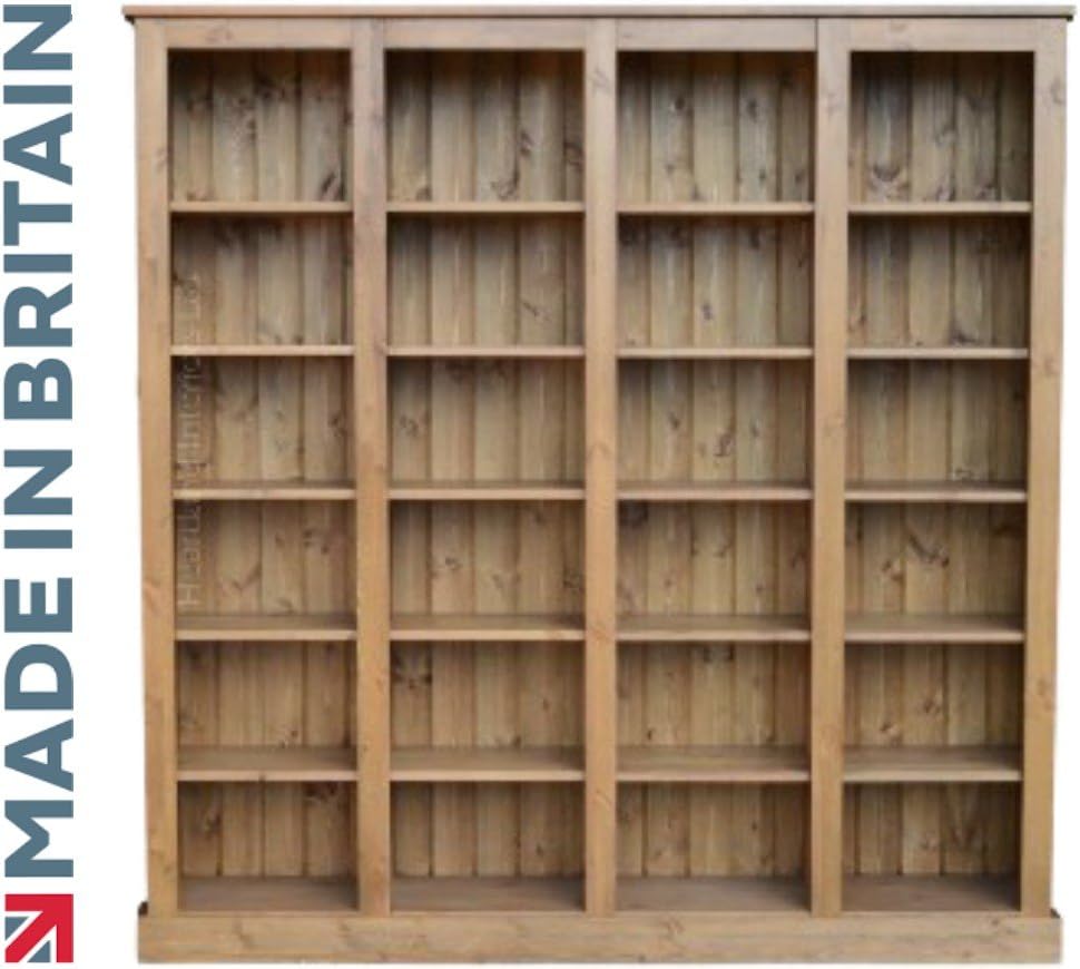 Solid Pine Bookcase, 6ft Tall x 6ft Wide Contemporary Handcrafted