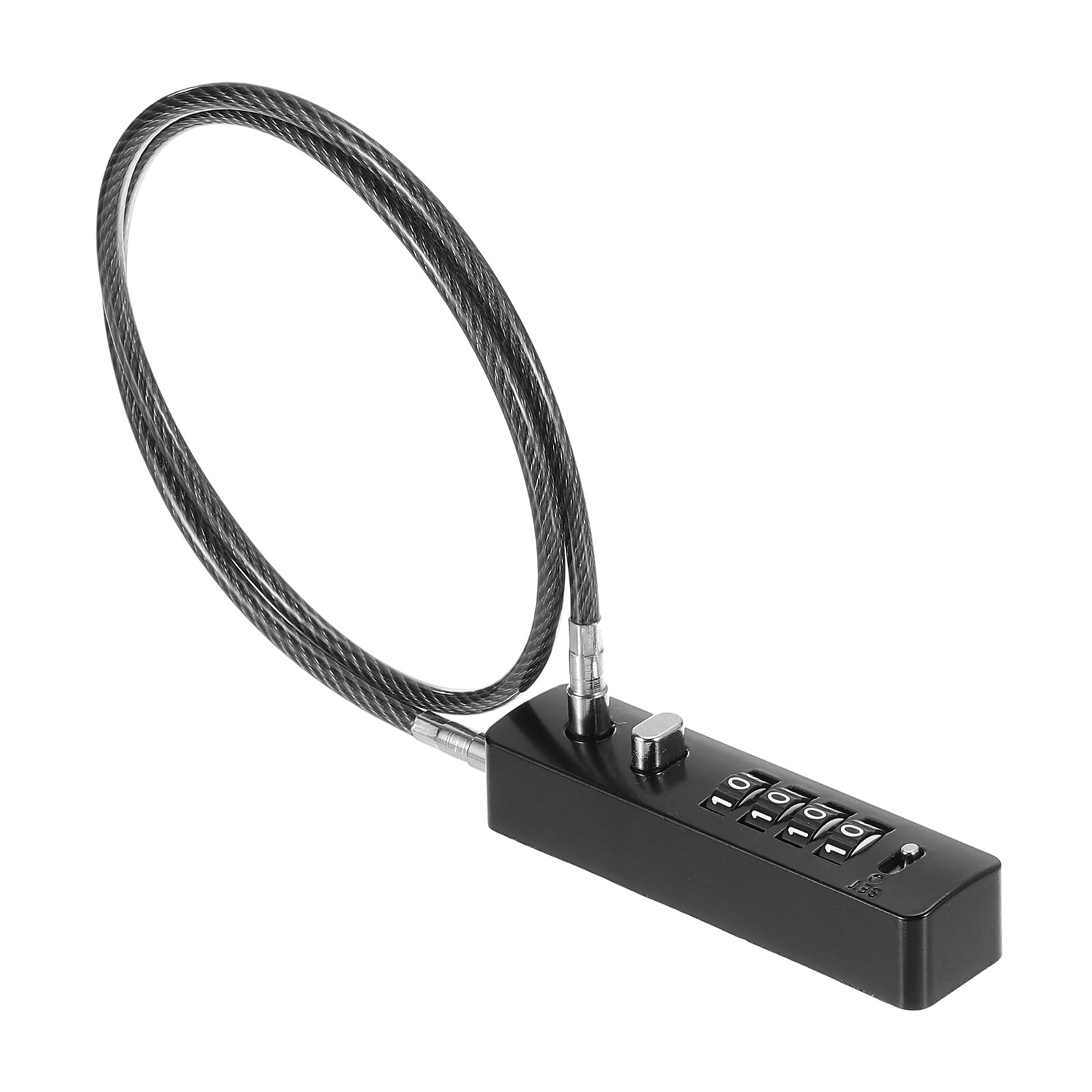 PATIKIL Cable Lock with Combination, 4-Digit Combination Lock 24.8" Steel Rope for Bikes Cabinets Wardrobes Small Fences, Black