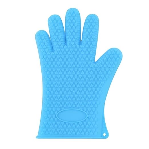 Sunams Oven Gloves - Silicone Baking & Bbq Insulated Gloves (1 Pair: 2 Gloves, Colour: Blue)