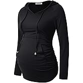 GINKANA Maternity Hoodie Long Sleeves Shirts Casual Maternity Top Pregnancy Sweatshirt Casual Clothes
