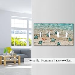 Sea Turtle Beach Rustic Wood Quad Toggle Light