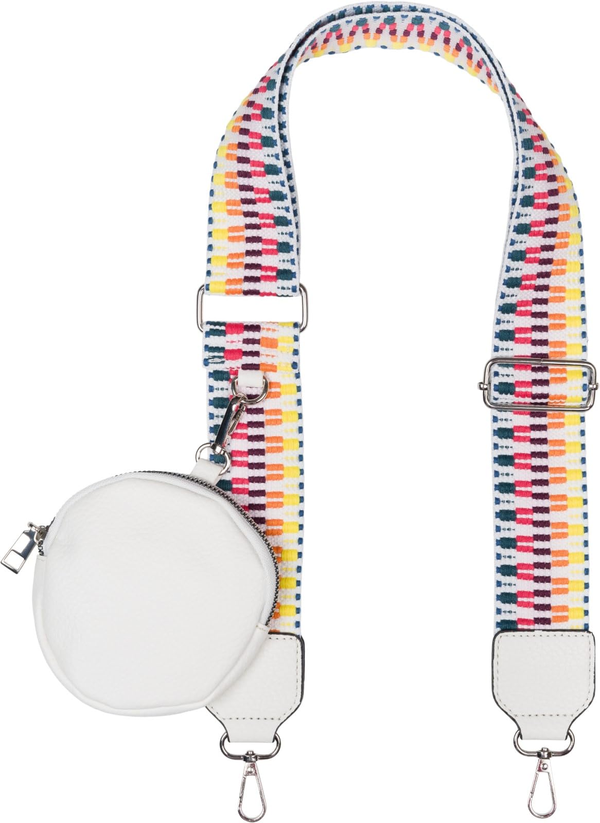 styleBREAKER Bag Shoulder Strap Adjustable Zigzag Pattern with Small Purse, Interchangeable Bag Strap, Phone Lanyard, Phone Chain 02013036, Colour:White