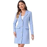 Allegra K Women's Blazer Dress Notched Lapel Collar Teacher Office Work Jackets Outfits