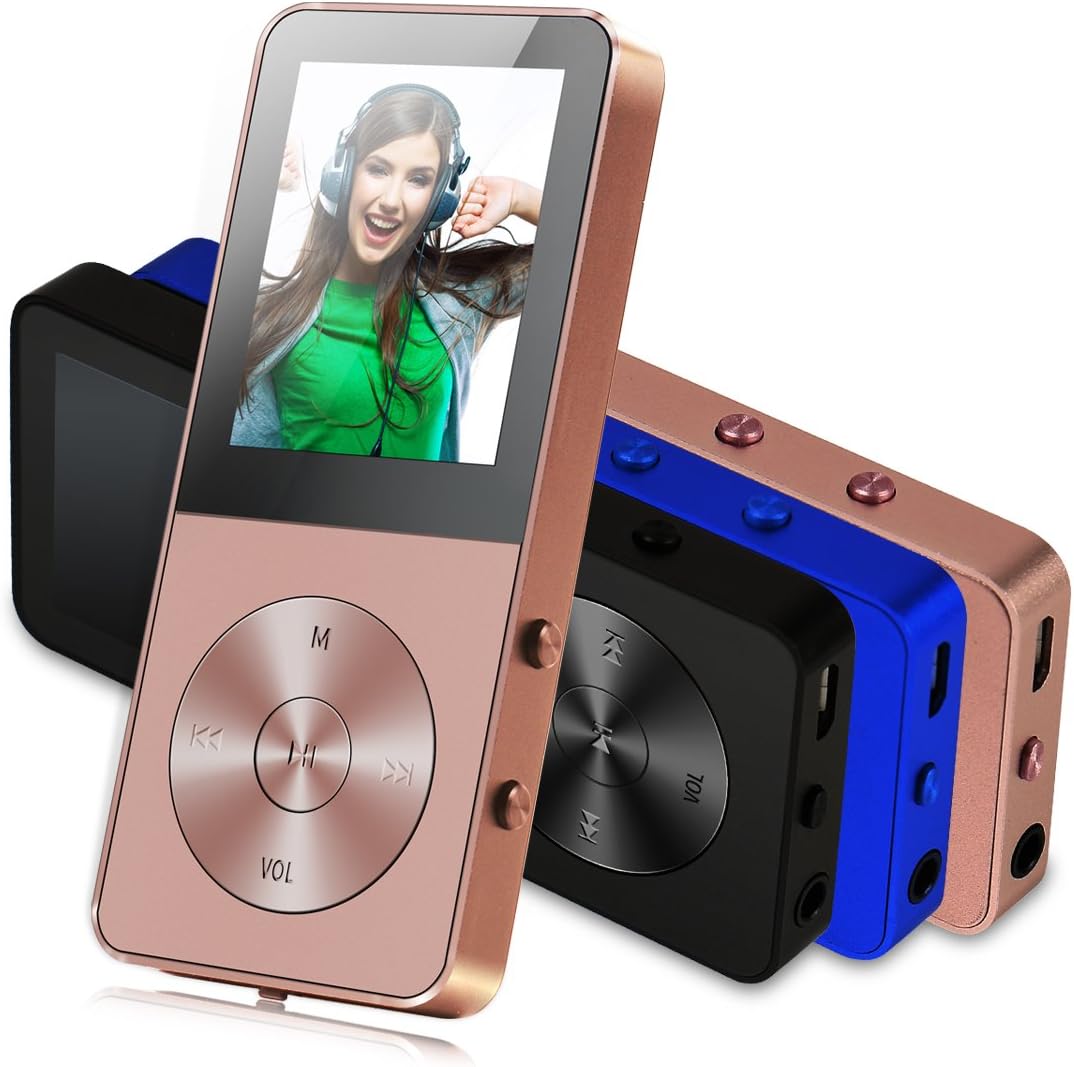 MP3 Player, Music Players - FecPecu Updated Version 8GB Hi-Fi Sound 35 Hours Playback, Portable Audio Player Build-in Speaker With FM Radio and Voice Recorder Expandable Up To 64GB (Gold)