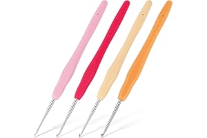 Iuuidu 4PCS Crochet Hooks, Small Size Crochet Hooks for Arthritic Hands 4Size, 1.0mm, 1.25mm, 1.5mm, 1.75mm Crochet Needles for Beginners, Smooth Knitting Needles for Handmade DIY