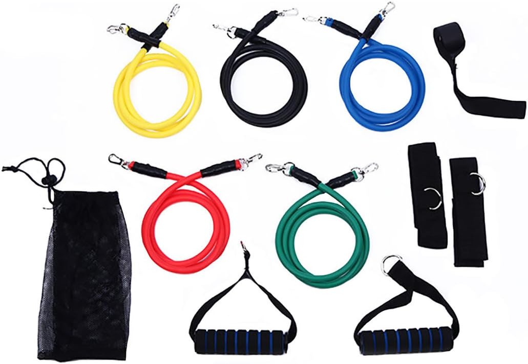 Fansport 11PCS Resistance Band Set Handle Ankle Strap Mesh Storage Bag Exercise Kit