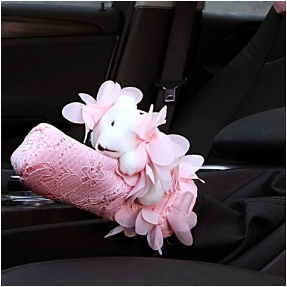 LuckySHD Pink Lace Auto Car Handbrake Cover Car Accessory Decoration