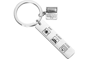 TGBJE Programmer Gift Coder Gift Eat Sleep Code Keychain Gift for Software Engineer