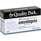 Quality Park #6 3/4 Self-Seal Security Envelopes, Security Tint and Pattern, Redi-Strip Closure, 24-lb White Wove, 3-5/8 x 6-1/2, 100/Box (QUA10417)