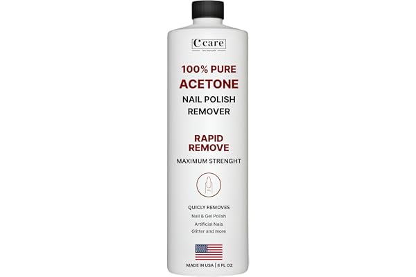 100% Pure Acetone Nail Polish Remover | Professional Quality | Easy To Use | Rapidly Removes Natural, Gel, Acrylic, shellac, and Glitter Nails | 8 Fl oz