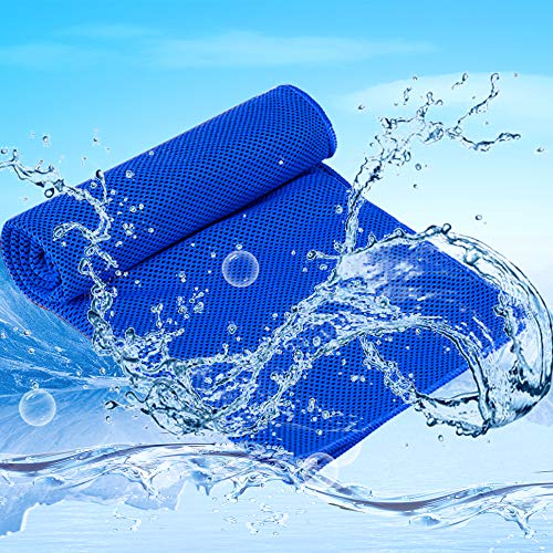 Cooling Towel-Cool Towel for Instant Cooling Relief-Ice Sports Towel, Stay Cool Microfiber Snap Towel for Sports Workout，Fitness Gym, Yoga, Travel, Camping & More(dark blue)
