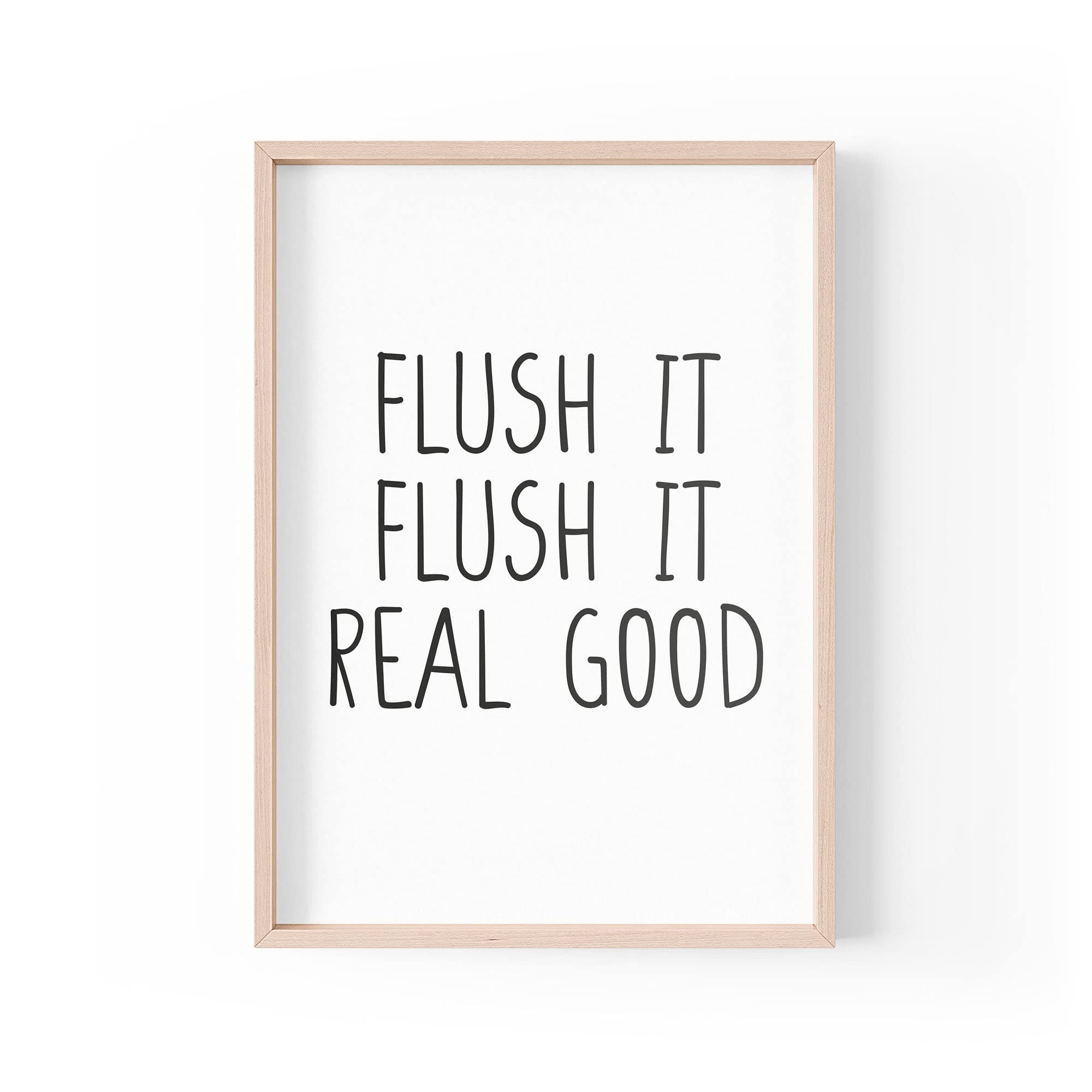 Tongue in Peach Funny Quote Print | Home Prints | Flush It Flush It Real Good | Typography Family Home Toilet Joke | A4 A3 A5 | *FRAME NOT INCLUDED* - A5 - PBH24