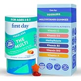 First Day Toddler Multivitamin Gummies for Ages 2 &amp; 3 with Choline, 60ct | First Day toddler vitamins for ages 2-3: vegan toddler vitamin gummies with choline, 10 nutrients and 21 organic superfoods.