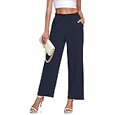Anydeer Women Pants Loose Wide Leg Trousers Straight Casual Dressy Palazzo Ruffle High Waist Slacks with Pockets
