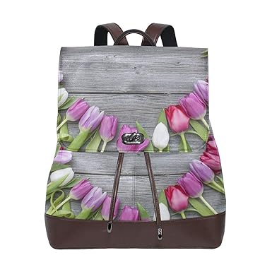 FriendLy PU Leather Shoulder Bag,Valentine Heart Flower Backpack,Portable Travel School Rucksack,Satchel with Top Handle