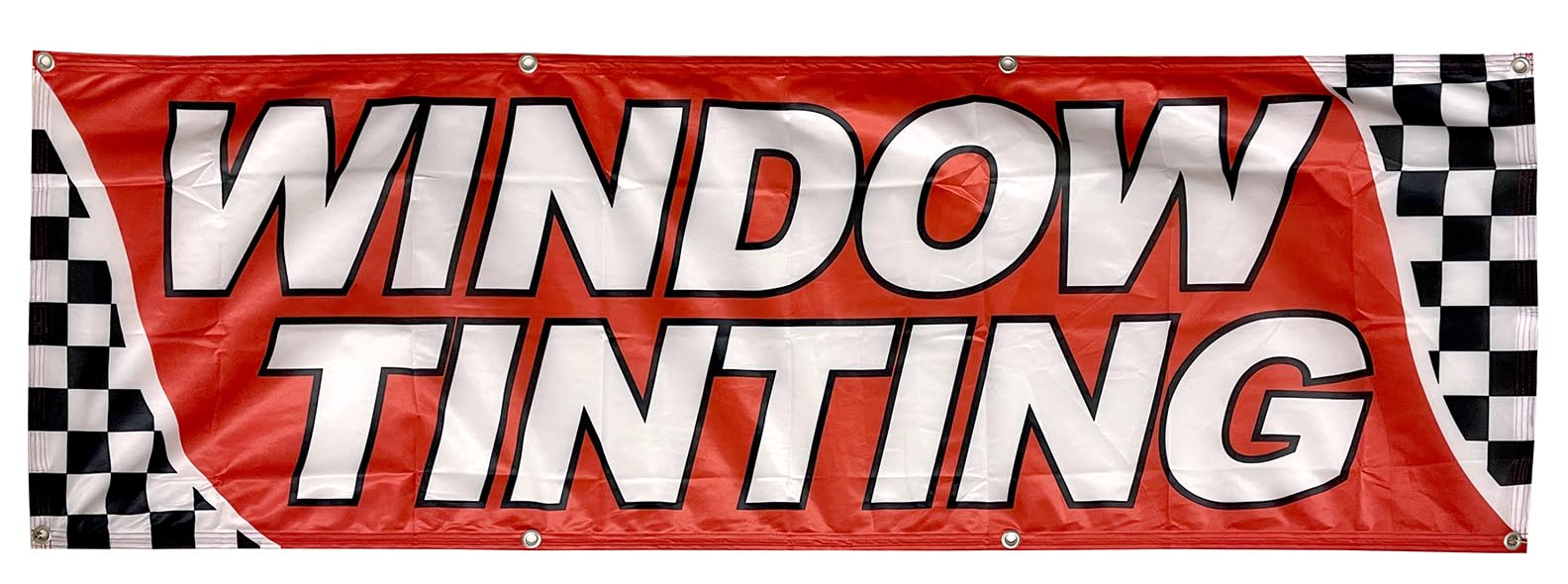 Photo 1 of Generic 4 Less Co 2x6 Feet WINDOW TINTING Banner Store Sign Fabric Polyester With Grommets rb, Medium, Red